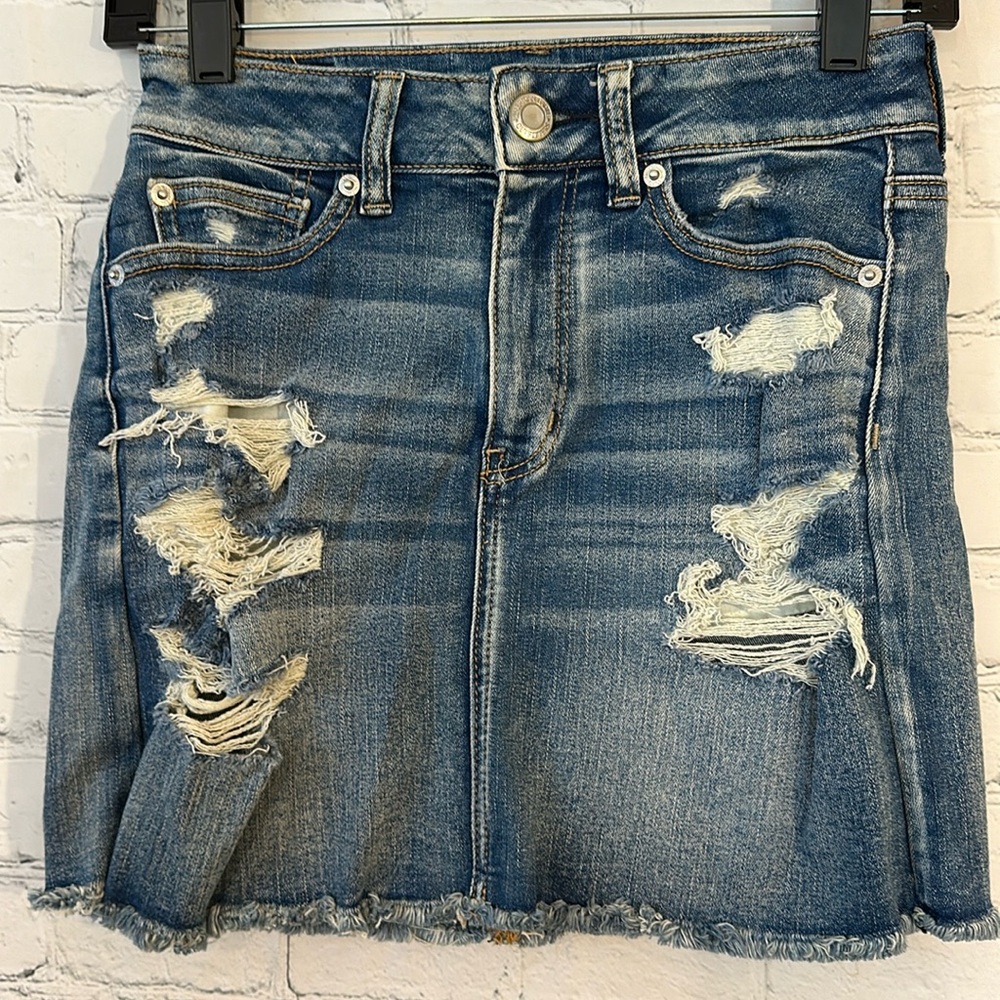 American Eagle Outfitters distressed jeans skirt